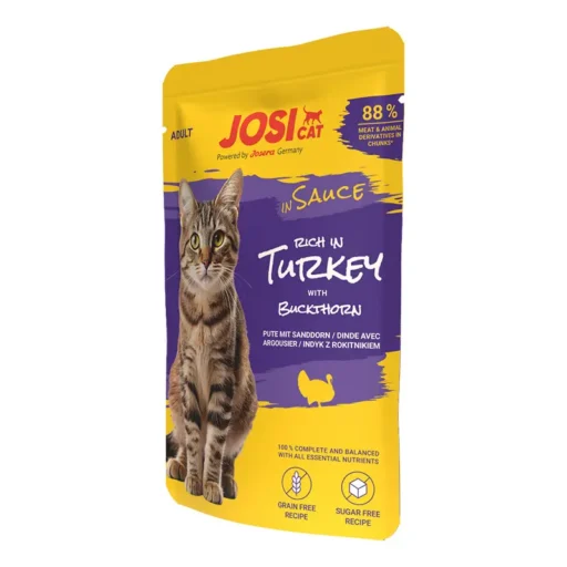 JosiCat rich in Turkey in Sauce konservuotas pašaras katėms su kalakutiena padaže, 85g 12vnt/24vnt