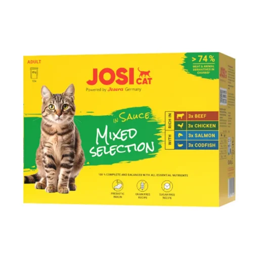 JosiCat Multipack Sauce Mixed set konservuotas pašaras katėms, 4x12x85g
