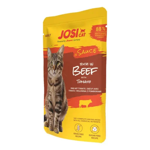 JosiCat rich in Beef in Sauce konservuotas pašaras katėms su jautiena padaže, 85g 12vnt/24vnt