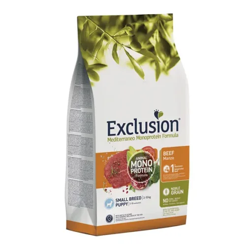 Exclusion Mono Protein Mediterraneo sausas pašaras mažų veislių mažiems šuniukams su jautiena S, 2 kg