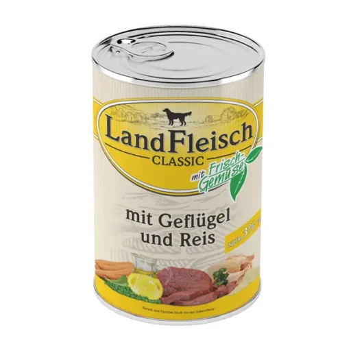 Landfleisch konservai šunims, paukštiena+ryžiai, 400g 6vnt/12vnt