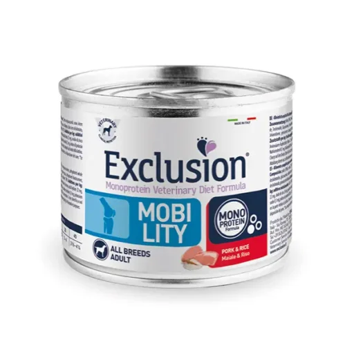 Exclusion Mobility dietinis konservuotas pašaras šunims su kiauliena ir ryžiais, 200g