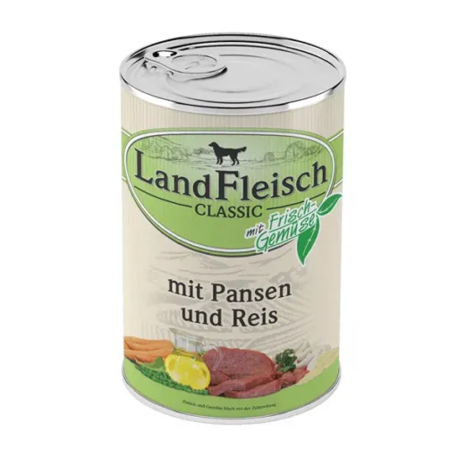 Landfleisch konservai šunims, prieskrandžiai+ryžiai, 400g 6vnt/12vnt