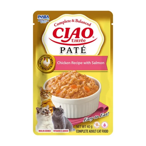 CIAO Entree Pate konservai katėms su vištiena ir lašiša,40g 12vnt/24vnt