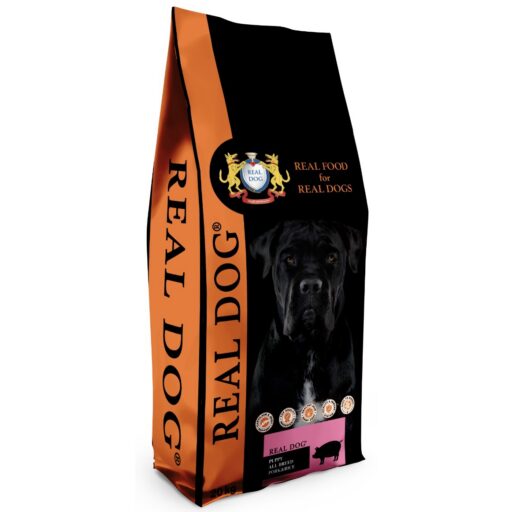 Real Dog Adult All Breeds su kiauliena ir ryžiais 20kg