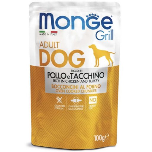 Monge Grill konservuotas pašaras šunims su vištiena ir kalakutiena 100g