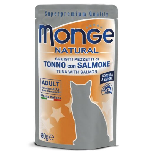 Monge Natural kons. pašaras suaugusioms katėms tunas, lašiša želėje 80g