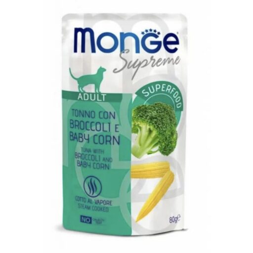 Monge SUPREME - Cat Wet Pouches Tuna with broccoli and baby corn - Adult 80g