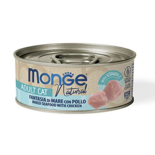 Monge kons. pašaras katėms su gardžiomis jūros gėrybėmis ir vištiena 80g