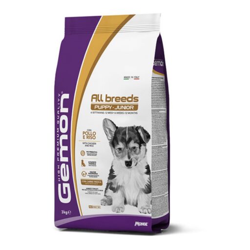Gemon medium puppy visavertis pašaras jauniems šuniukams su vištiena ir ryžiais 3kg