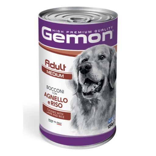 Gemon medium adult konservuotas pašaras su ėriena ir ryžiais 1250g
