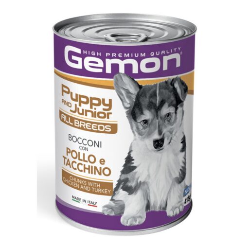 Gemon all breeds puppy konservuotas pašaras su vištienos ir kalakutienos gabaliukais 415g