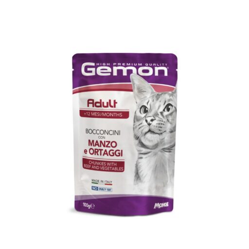 Gemon Adult konservuotas pašaras suaugusioms katėms su jautiena ir daržovėmis 100g