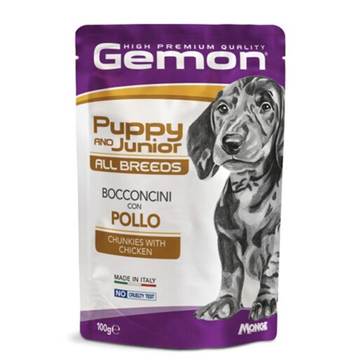 Gemon all breeds puppy konservuotas pašaras jauniems šuniukams su vištienos gabalėliais 100g