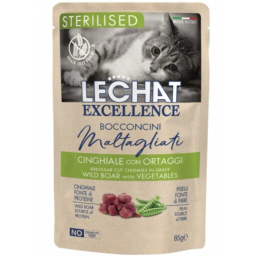 Lechat Exc. konservai sterilizuotoms katėms su šerniena ir daržovėmis 85g