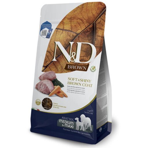 FARMINA N&D BROWN - DOG Dry Lamb Spirulina&Carrot ADULT MED&MAX