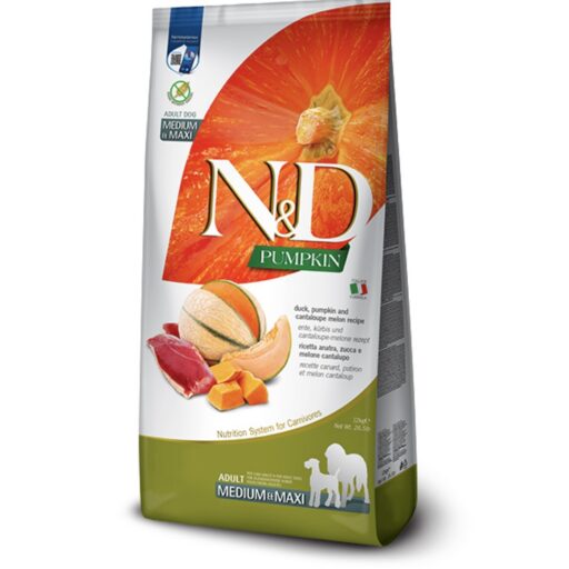FARMINA N&D PUMPKIN - DOG Dry Duck&Cantaloupe ADULT MEDIUM MAXI 12 kg