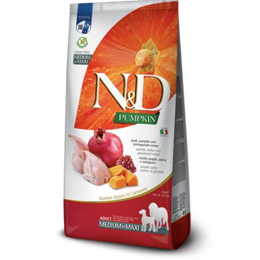 FARMINA N&D PUMPKIN - DOG Dry Quail&Pomegr ADULT MEDIUM MAXI 12 kg