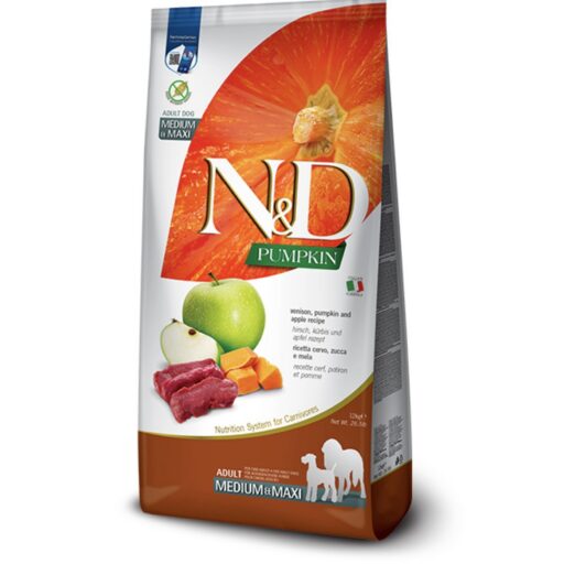 FARMINA N&D PUMPKIN - DOG Dry Venison&Apple ADULT MEDIUM MAXI 12 kg