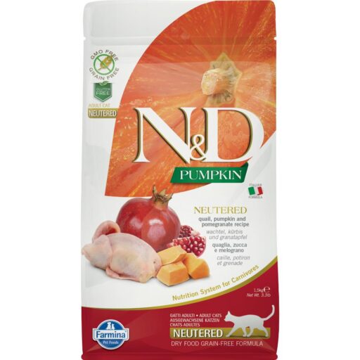 FARMINA N&D PUMPKIN - CAT Dry Quail&Pomegr NEUTERED ADULT