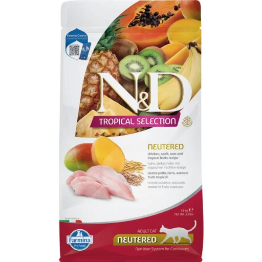 FARMINA N&D TROPICAL SELECTION - CAT Dry Chicken, Spelt, Oats NEUTERED