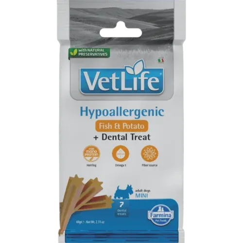 FARMINA  VET LIFE - DOG TREAT - HYPOALLERGENIC Fish&Potato ADULT MINI 60 g