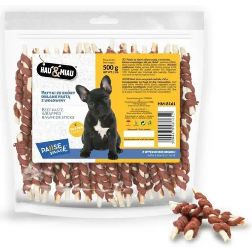 Hau&Miau balti pagaliukai, padengti jautienos pasta 500g