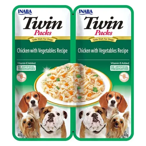 CIAO Twin packs skanėstas šunims, vištiena su daržovėmis vištienos sultinyje, 2x40 g.