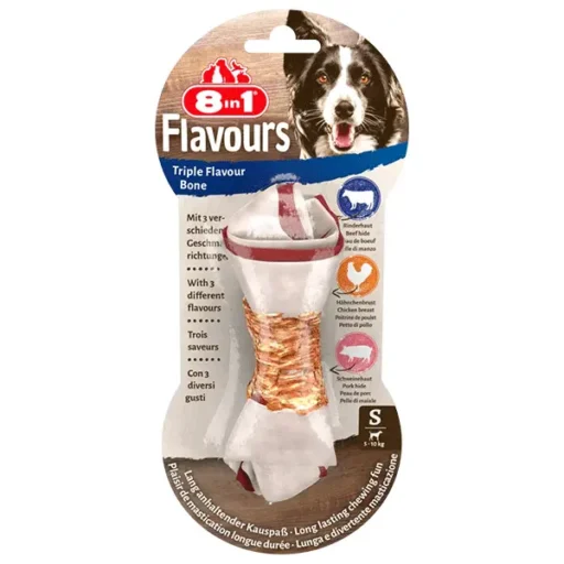 8in1 Flavours S trigubo skonio kaulas mažų veislių šunims, 1 vnt.