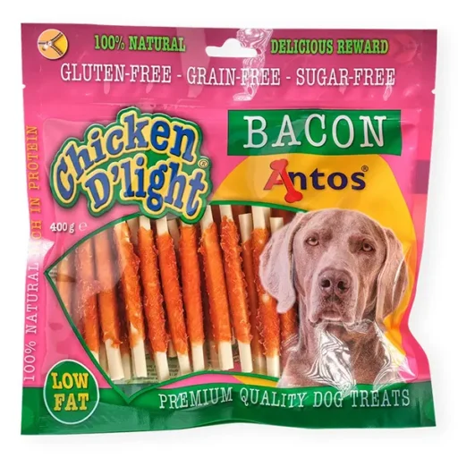 Antos skanėstai šunims su vištiena D'light Bacon 400g