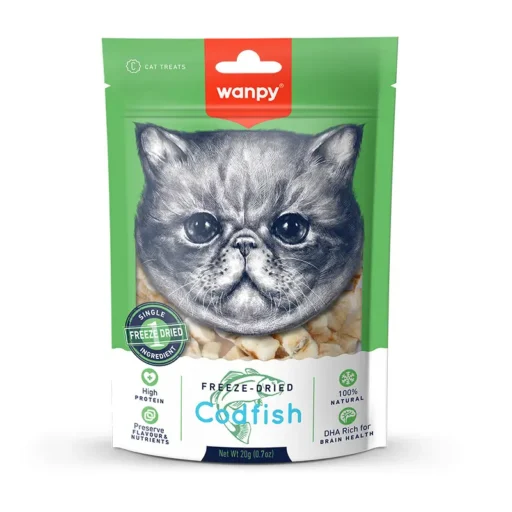 Wanpy skanėstai katėms, liofilizuota menkė, 20g