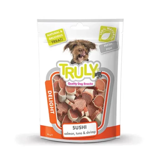 Truly skanėstas šunims "Sushi" lašiša, tunas ir krevetės, 90 g