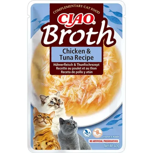 CIAO Broth sultinys katėms su vištiena ir tunu, 12x40 g.