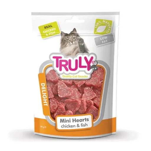 Truly skanėstas katėms "Širdelės", vištiena ir žuvis, 50 g