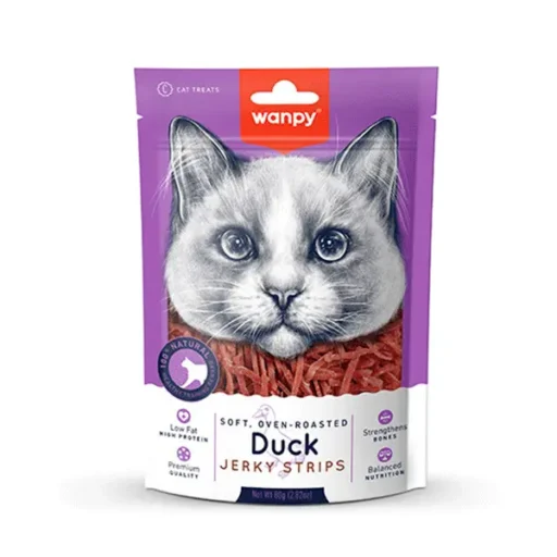 Wanpy skanėstas katėms, vytintos antienos juostelės,minkštos,80g