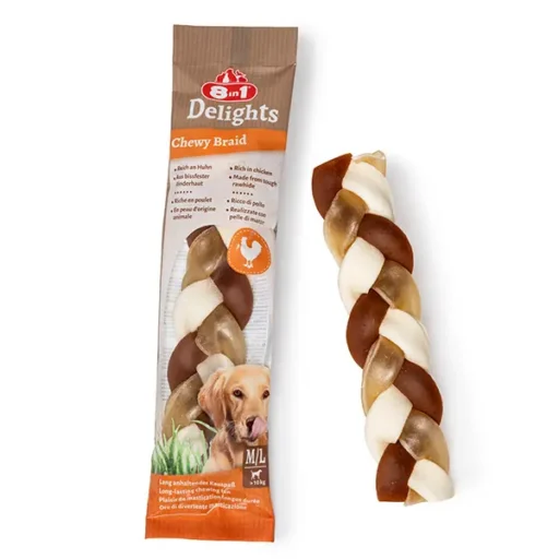 8IN1 delights pintas skanėstas šunims Chewy Braid, M/L, 80g