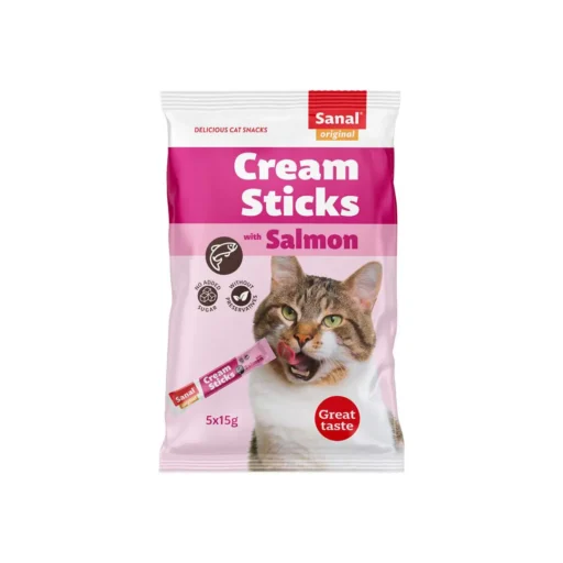 Sanal Cream Sticks with Salmon kreminis skanėstas katėms, 75 g (5vnt)