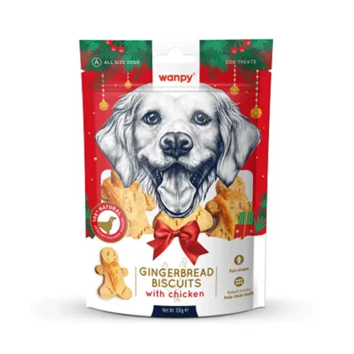 Wanpy skanėstai šunims Gingerbread su vištiena xmas, 100g