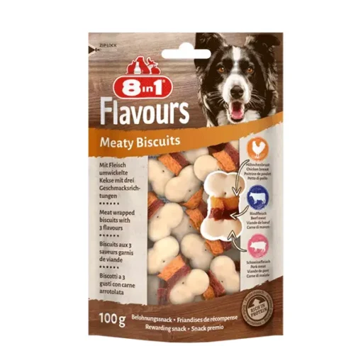 8in1 Flavours mėsos sausainiai skanėstai šunims, 100 g