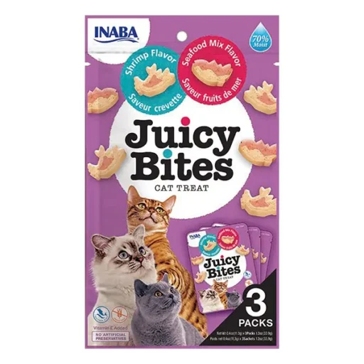 Juicy Bites guminukai katėms krevečių ir jūros gėrybių skonio, 3 vnt.