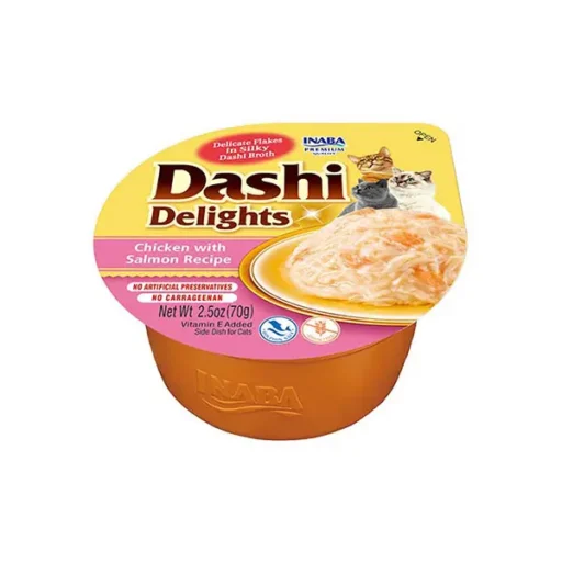 CIAO Dashi delight plėšyta lašiša šilkiniame sultinyje, 70 g.