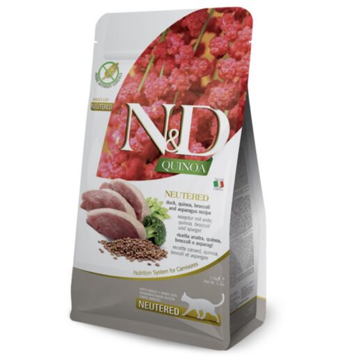 FARMINA N&D QUINOA - CAT Dry NEUTERED Duck Broccoli&Asparagus ADULT