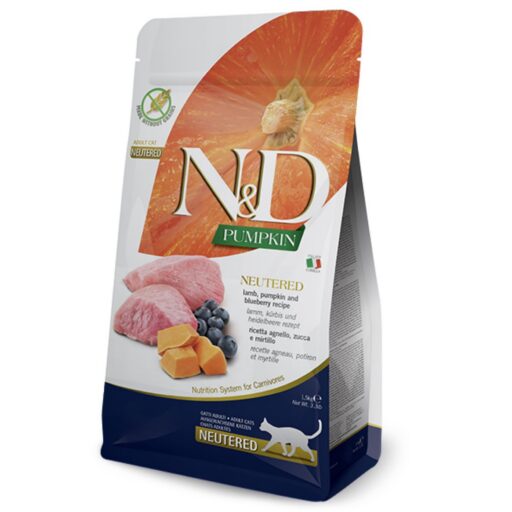 FARMINA N&D PUMPKIN - CAT Dry Lamb&Blueberry NEUTERED ADULT