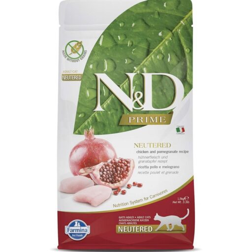 FARMINA N&D PRIME - CAT Dry Chicken&Pomegr NEUTERED ADULT 1,5 kg