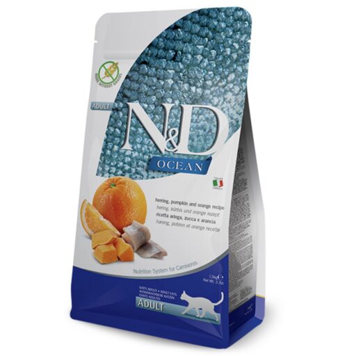 FARMINA N&D OCEAN - CAT Dry Herring Pumpkin&Orange ADULT