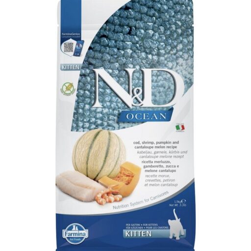 FARMINA N&D OCEAN - CAT Dry Cod Shrimp Pumpkin&Cantaloupe KITTEN